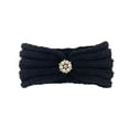 thumbnail image 3 of Baby Turban Head Wrap Headbands Girl Knitting Button Hairbands Stretchy Soft Yarn Cozy Warm Lined Elastic Bandana,Color:Black, 3 of 4
