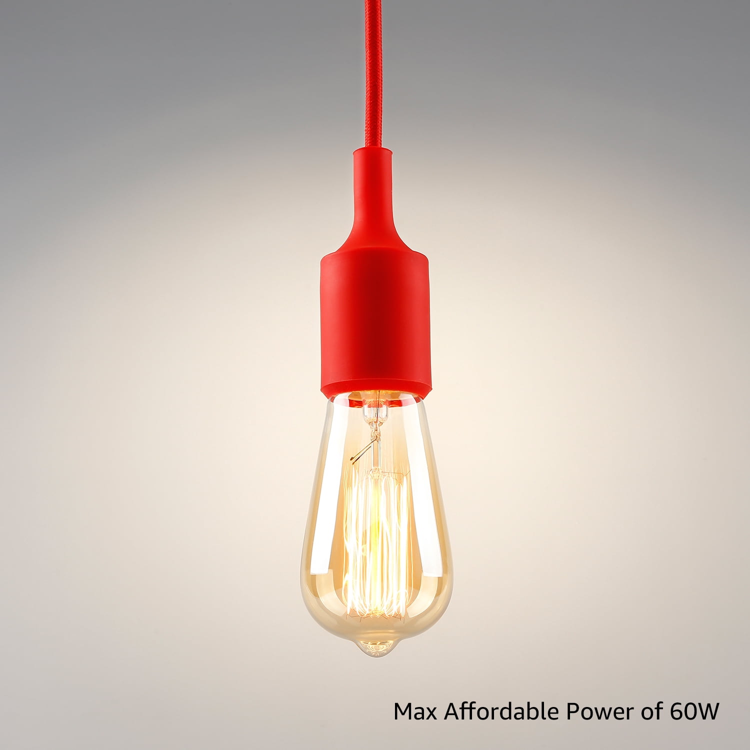UL-listed Single Socket Pendant Light Fixture, Fabric Insulating Lamp Cord, Red