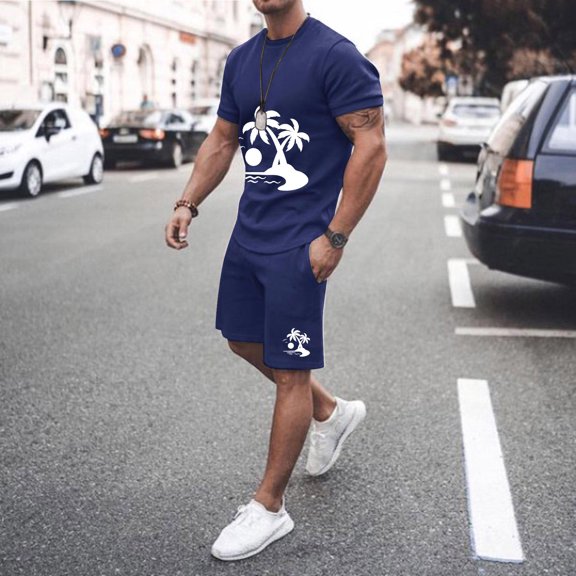 Vedolay Short Set 2023 Mens Sport Set Summer Tops and Shorts Stylish Casual Sweatsuit Sets,Gray S