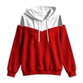 thumbnail image 5 of FAIWAD Women's Cold Shoulder Hoodie Color Block Long Sleeve Drawstring Pullover Sweatshirt Cutout Shoulder Casual Top, 5 of 6