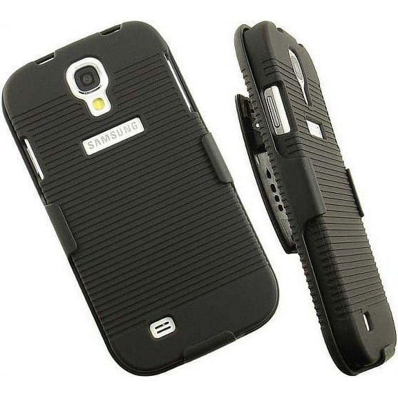 BLACK RUBBERIZED HARD CASE   BELT CLIP HOLSTER STAND FOR GALAXY S4 S IV PHONE