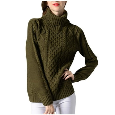 KBKYBUYZ Women's Turtle-Neck Solid Collor Recreational Pullover Knitting Sweater Long Sleeve Tops