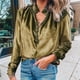 thumbnail image 2 of Moda mujer botones sólido manga larga Casual cuello en V camisa blusa Tops Fridja  hkj4649, 2 of 9