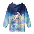 thumbnail image 5 of Psesaysky Kids Girls Fleece Pullover Hoodies Long Sleeve Kawaii Cat with Moon Printed Hooded Sweatshirts with Pockets Casual Trendy Tops for 7-8 Years, 5 of 7
