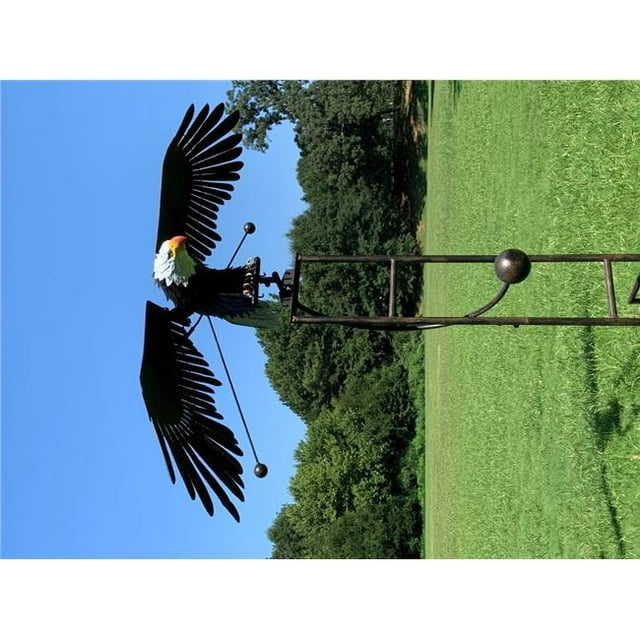 Esschert Design ZYCT823 Counterweight Metal Eagle Rocker Garden Stake, Black & Gray - Large
