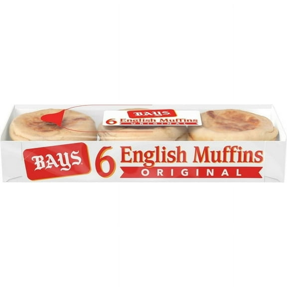 Bays Original Pre-sliced English Muffins 6 count 12 oz (Pack of 2)