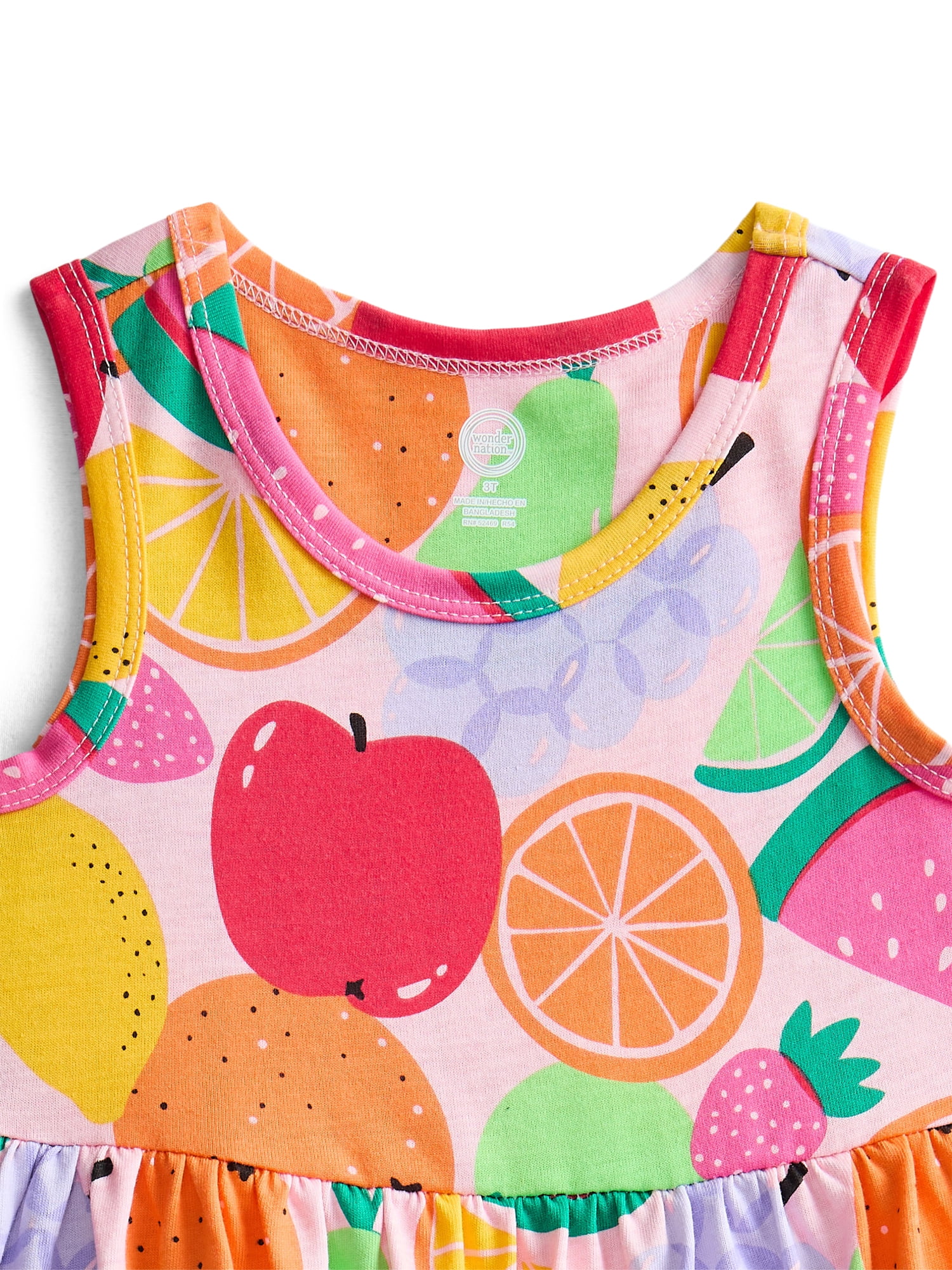 Wonder Nation Toddler Girls Sleeveless Knit Tank Play Dress, Sizes 12M–5T