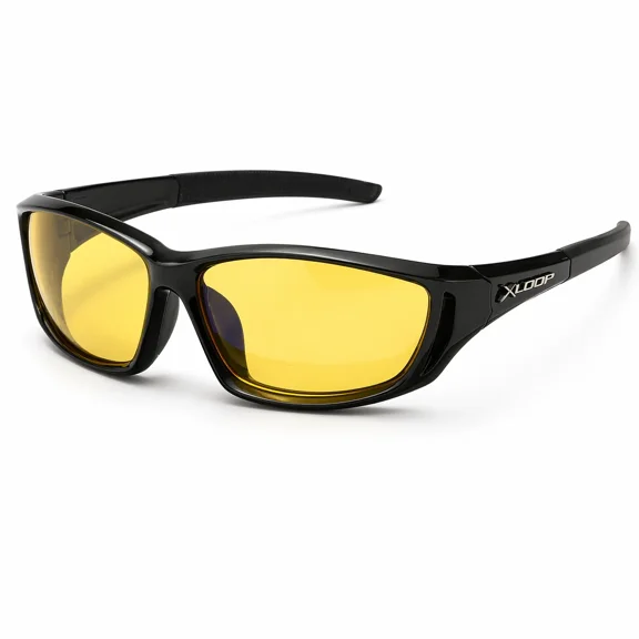 HD Vision Sport Sunglasses Wrap Around Day Night Driving UV400 Glasses Eyewear Black