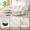 thumbnail image 5 of 110*57" Modern U Shape Modular Sofa, 6 Seat Chenille Sectional Couch Set with 2 Pillows Included, Freely Combinable Indoor Funiture for Living Room, Apartment, Office, White, 5 of 7