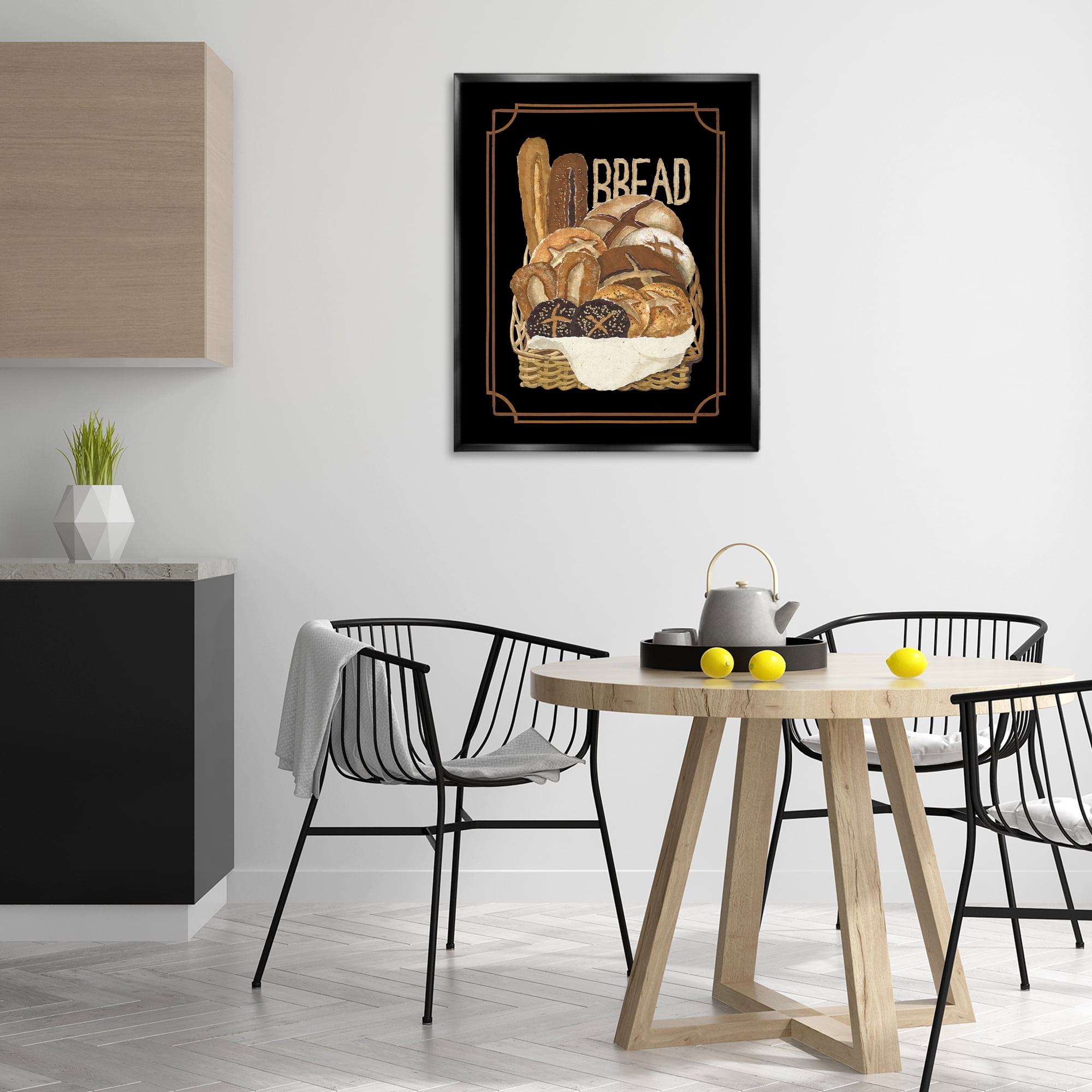 Stupell Industries Traditional Bread Basket Food & Beverage Painting Black Floater Framed Art Print Wall Art, 25 x 31