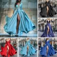 thumbnail image 2 of Quixlent Sexy Deep V-Neck Maxi Dress for Women Sheer Lace Long Sleeve High Split Cocktail Party Dress Formal Evening Gown, 2 of 8