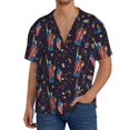 thumbnail image 1 of Balery Statue Of Liberty Eagle Camisa Casual de Manga Corta con Botones para Hombre, Texturizada, Estilo Cubano, para Playa, Verano-3X-Large, 1 of 5