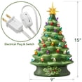 thumbnail image 3 of 15" Hand Painted Ceramic Christmas Tree, Green Pre-Lit Tree, 128 Multi-Color Lights, 2 Star Toppers, 3 of 7