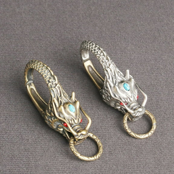 WHAMVOX 1Pc Dragon Keychain with Cupronickel Material in Retro Style for Men 2.65X0.94X0.59in