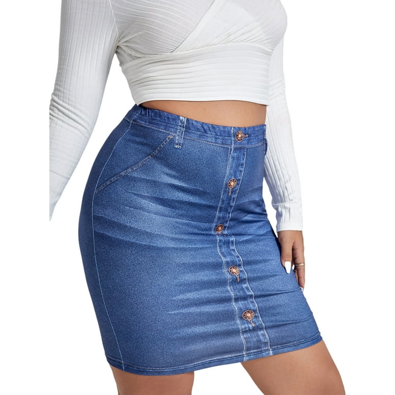 Faux wrap clearance denim mini skirt