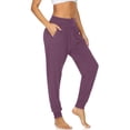 thumbnail image 2 of RYRJJ Women's Cozy Yoga Joggers Pants Loose Workout Sweatpants Comfy Lounge Pants with Pockets(Purple,XL), 2 of 8