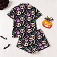 thumbnail image 2 of Puliio Halloween Women's Pajamas Set Cute Print Short Sleeve Button Down Sleepwear 2 Piece Soft Loungewear Nightwear Pjs Sets, 2 of 9