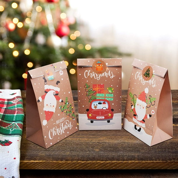 Sac Cadeau Merry Little Christmas - Kraft- Lot De 3 – La Boite à Dragées