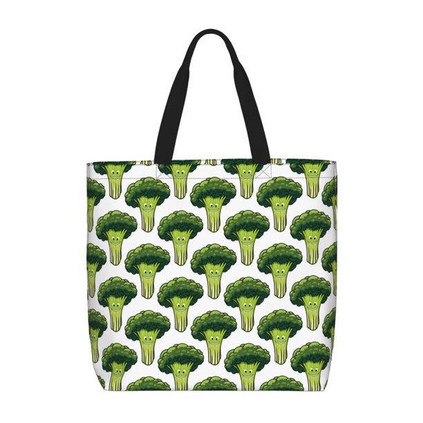 Fotbe Cute Broccoli Bolsa Tote con Estampado para Mujer, Bolsos con Cremallera, Bolsa de Hombro Casual de Gran Capacidad con Bolsillos Internos