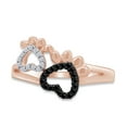 thumbnail image 2 of Round Cut Enhanced Black & White Natural Diamond Paw Print Promise Ring In 14K Rose Gold Plated 925 Sterling Silver (Color: I-J, Clarity: I2-I3, 0.10 Cttw) -10, 2 of 7