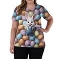 thumbnail image 4 of Stichou Easter Scrub Tops for Women 2026 Bunny Eggs Graphic Cute Short Sleeve Shirts Loose Fit V-Neck Fashion Clothes with Pockets Light Blue 3XL, 4 of 4