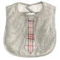 thumbnail image 1 of Babero para Bebé Frenchie Mini Couture Gris con Corbata de Rayas, 1 of 2