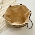 thumbnail image 6 of Straw Tote Bag Bamboo Handle Drawstring Woven Lightweight Breathable for Beach Vacation Travel Daily Use (Khaki), 6 of 10
