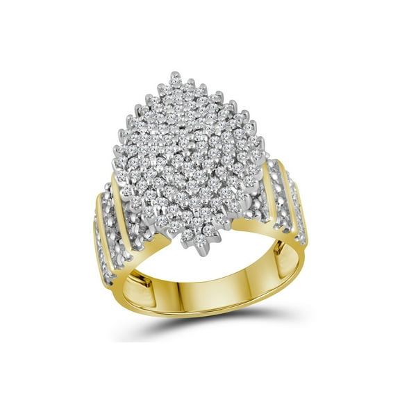 10kt Yellow Gold Womens Round Diamond Marquise-shape Cluster Ring 1 Cttw