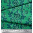 thumbnail image 3 of Soimoi Green Poly Georgette Fabric Vector Design Damask Printed Fabric 1 Yard 42 Inch Wide, 3 of 3