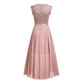 thumbnail image 4 of OSOLU Dresses Solid Color Women Elegant Neck Floral Lace Formal Wedding Dress Relaxed Fit Sundress Wedding Guest Dress, 4 of 5