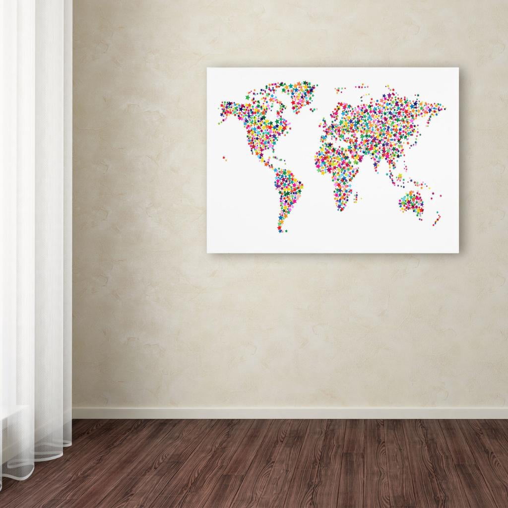 Trademark Art 'Stars World Map' Canvas Art by Michael Tompsett
