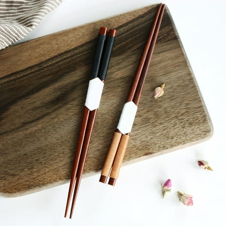 

2 Pairs Handmade Japanese Natural Chestnut Wood Chopsticks Set Value Gift CHMORA