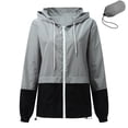 thumbnail image 3 of Opperiaya Women Packable Rain Jacket Outdoor Color Block Hooded Windbreaker, 3 of 5