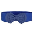 thumbnail image 1 of Cinturón elástico con botón a presión y adorno de lazo para mujeres Inspire Chic, color azul real, talla única, 1 of 4