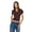Brown, variant on Forever 21 Women’s Collared Button Down Top with Ruffle Hem, Cinched Fit, White, XS