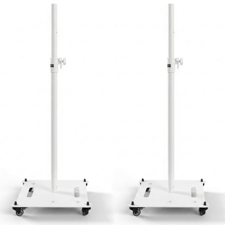 Heavy Duty Adjustable Speaker Stand 2-Pack, 36"-61" Height, 100LB Capacity, 35mm Mount, Locking Wheels & Square Base for Studio/PA/Home Theater