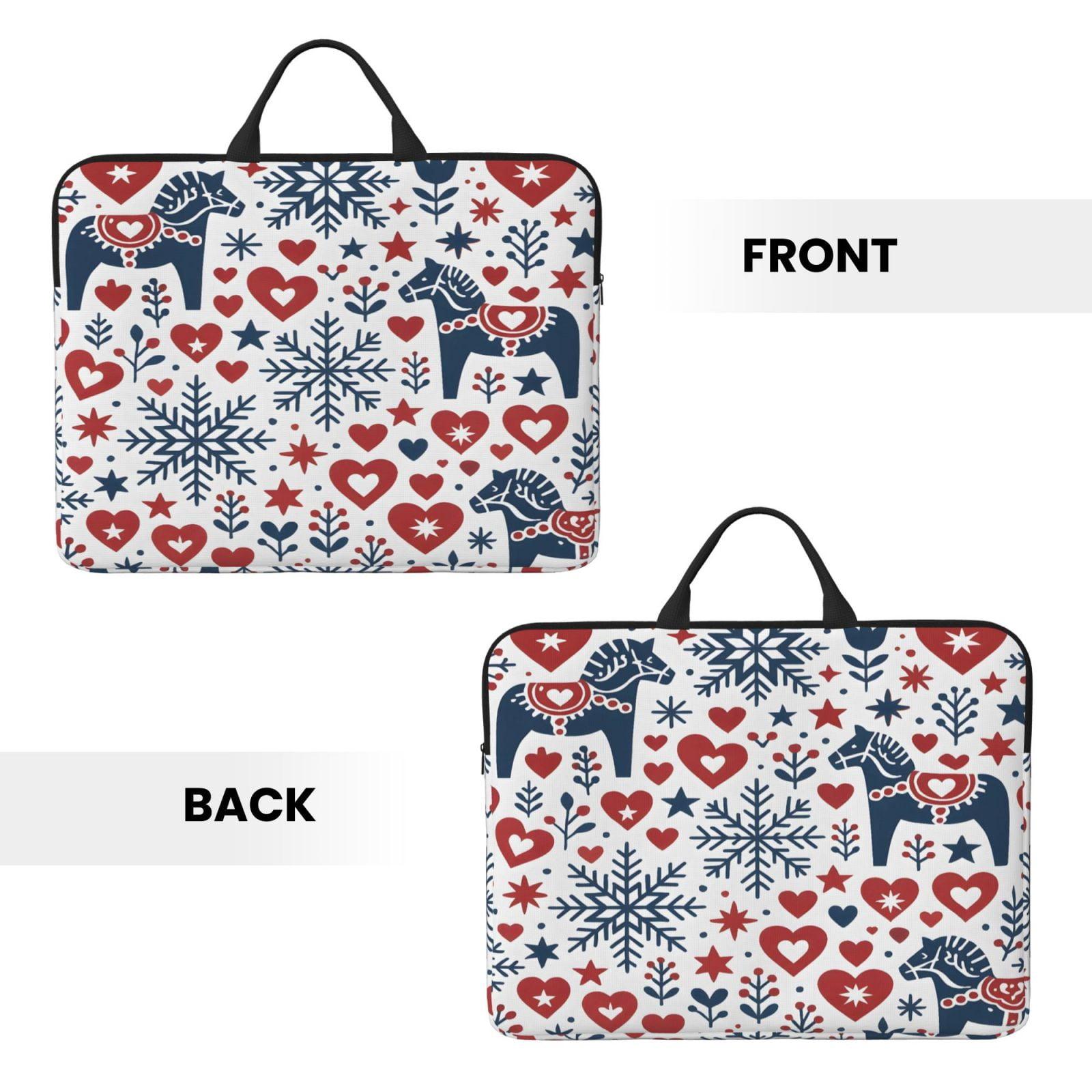 Laptop Sleeve Bag For Women Men 14inch Waterproof Durable Protective Computer Carrying Cover Handle Laptop Case Bag Nordic Folk Art Christmas Pattern