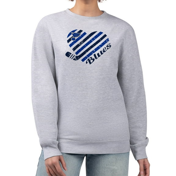 Women's G-III 4Her by Carl Banks Heather Gray St. Louis Blues Heart Graphic Pullover Sweatshirt
