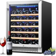 Yeego 24" Wine Refrigerator Cooler, 52 Bottles Wine Fridge with Glass Door,Built in or Freestanding