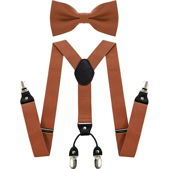 Solid Color Suspender and Silk Bow Tie Sets for Men