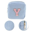 thumbnail image 4 of Unique Bargains 1 Pc Letter Y Pattern Makeup Bag for Travel Blue Corduroy, 4 of 6