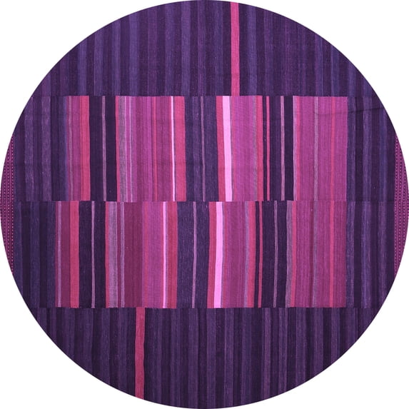 Ahgly Company Indoor Round Abstract Purple Contemporary Area Rugs, 4' Round