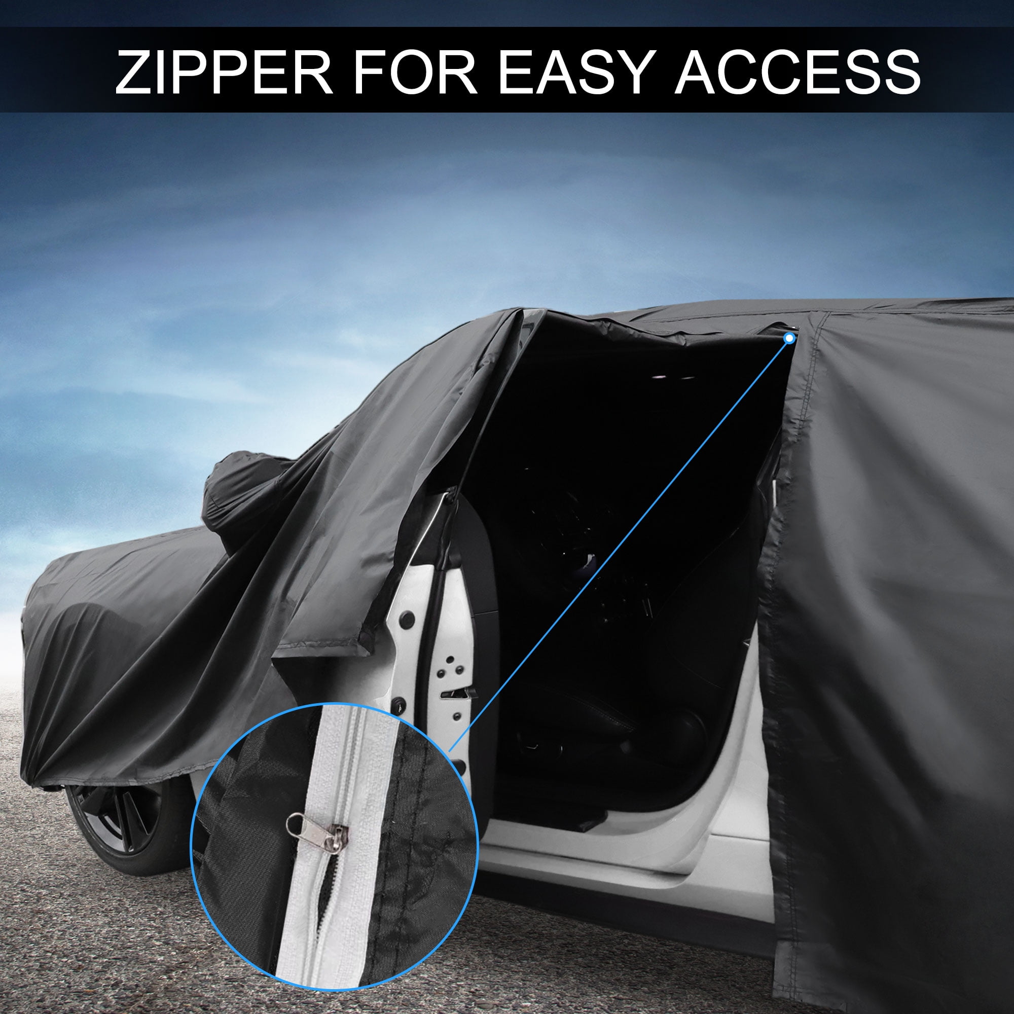 Unique Bargains Aluminum Full Car Cover Black for Kia Carnival 206.69"x79.13"x59.06"