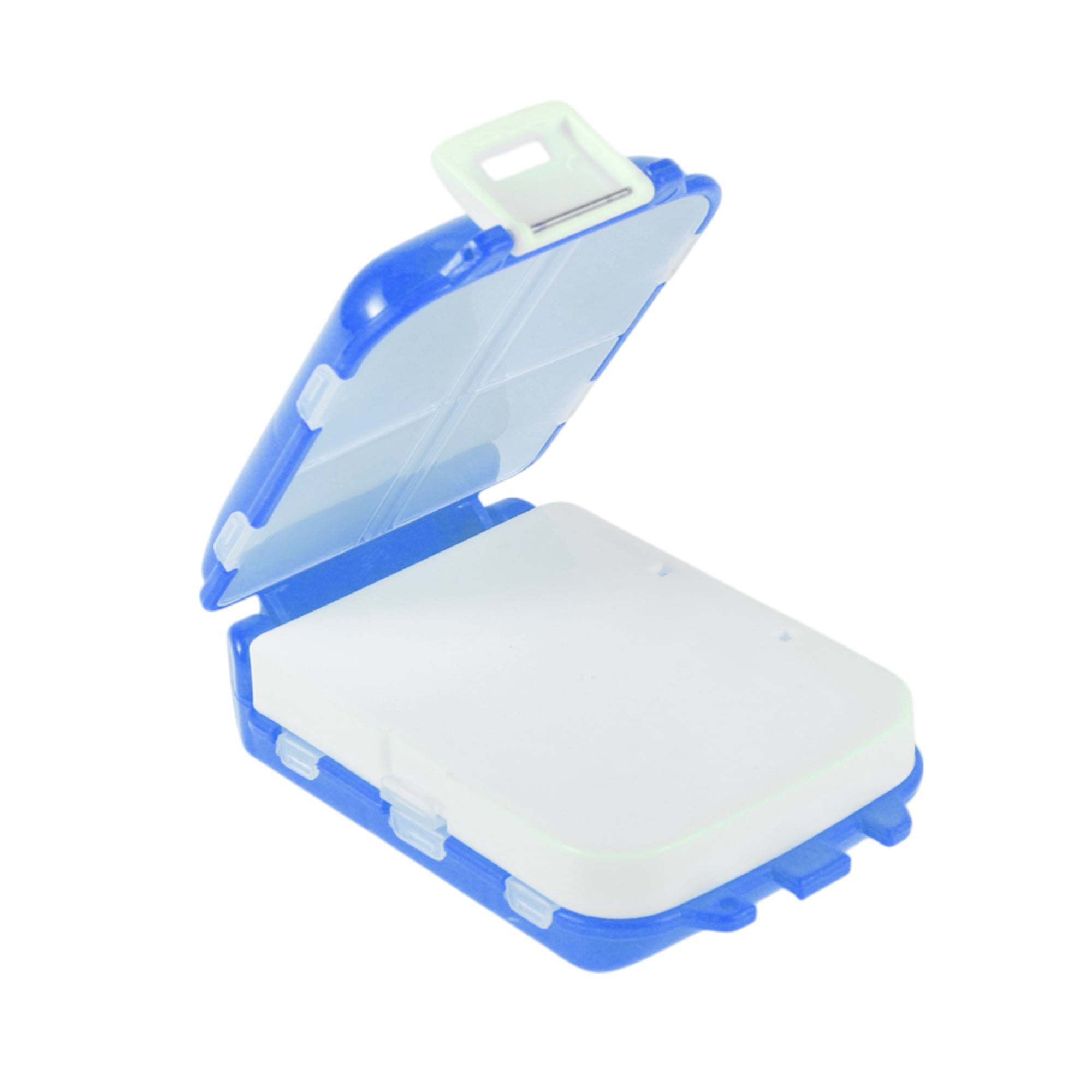 Unique Bargains 8 Grids 3 Fold Pill Case for Travel 1 Pc White, Blue