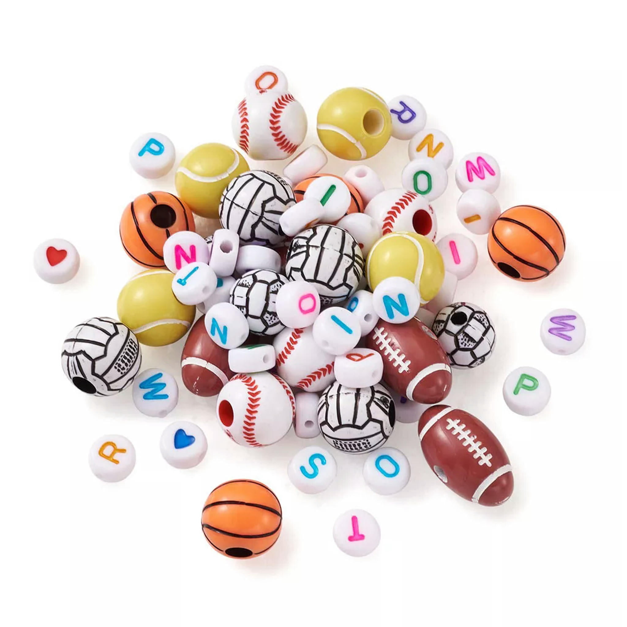 EOEMY 630Pcs Heart Alphabet Opaque Acrylic Letter Beads Disc Pony Loose Spacer 7~12mm