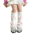 thumbnail image 4 of Kawaii Winter Knitted Leg Warmers, Japanese Style Y2k Harajuku Knee High Loose Socks for Girls, 3 Pairs, 4 of 4