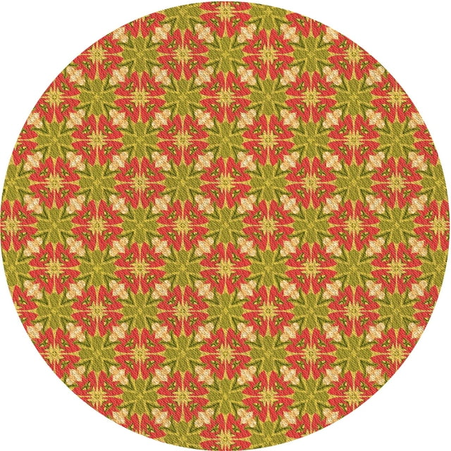 Ahgly Company Tapis Rond Lavable en Machine Intérieur Transitionnel Jaune, 8 Pieds Rond