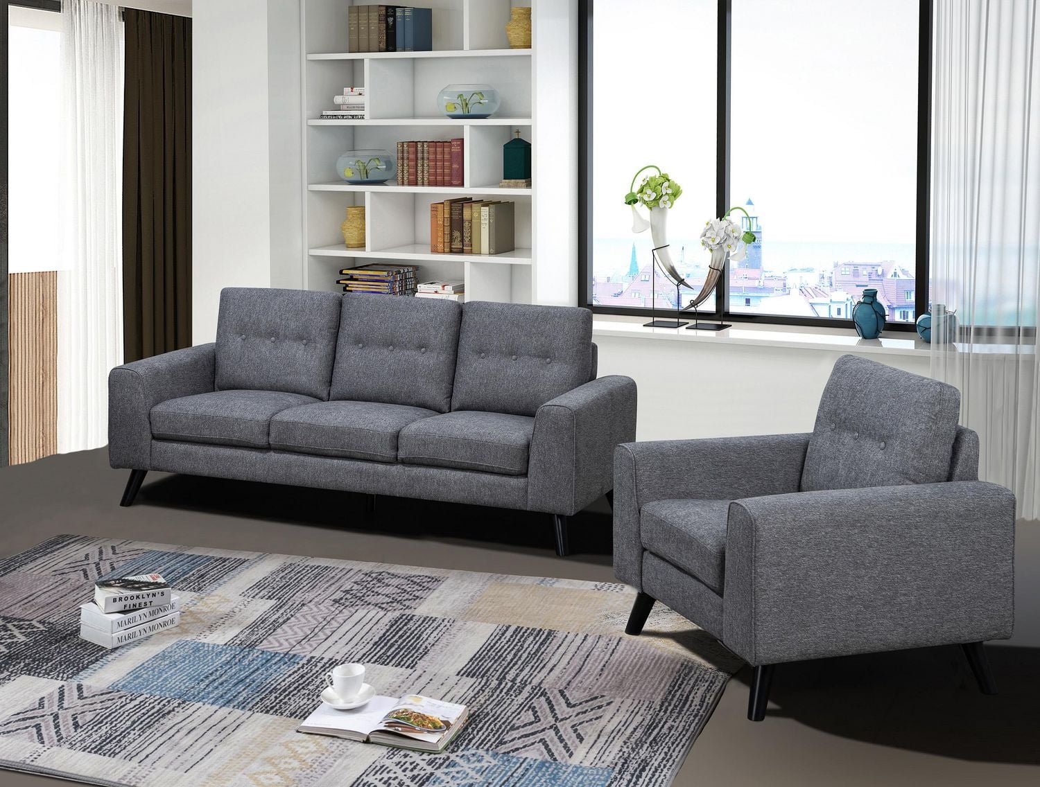 Topline Home Furnishings 2-piece Chenille Sofa & Chair Set