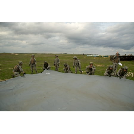 Training Tent (Canvas Print U.S. Airmen put up a tent during Joint Readiness Training Center (JRTC) 14-05 training at Fort Polk, Stretched Canvas 10 x)