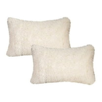 Soft Fluffy Solid Color Pillow Cases 2pcs Shaggy Plush Rectangular Pillow Shams Furry Velvet Decorative Pillow Covers with Zipper Closure for Bed Sofa Couch Living Room